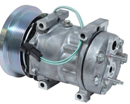 Alternative view of Compressor New Sanden OEM SD7H15 24v. Caterpillar 777G, Sanden Model No.  4095, 4132, 4135, 4291, Cat OE# 320-1291 (1101051)