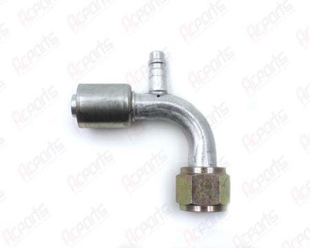 AC Fitting Aluminum Beadlock #12 90 Degree Female O-Ring (FOR) With R134a Charge Port to #12 5/8" Hose BL1324-3  (1311210)