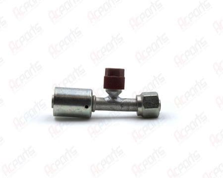 AC Fitting Aluminum Beadlock (Step-Up) #8 Straight Female O-Ring (FOR) With R134a Charge Port to #10 1/2" Hose  BL1306-3  (1311219)