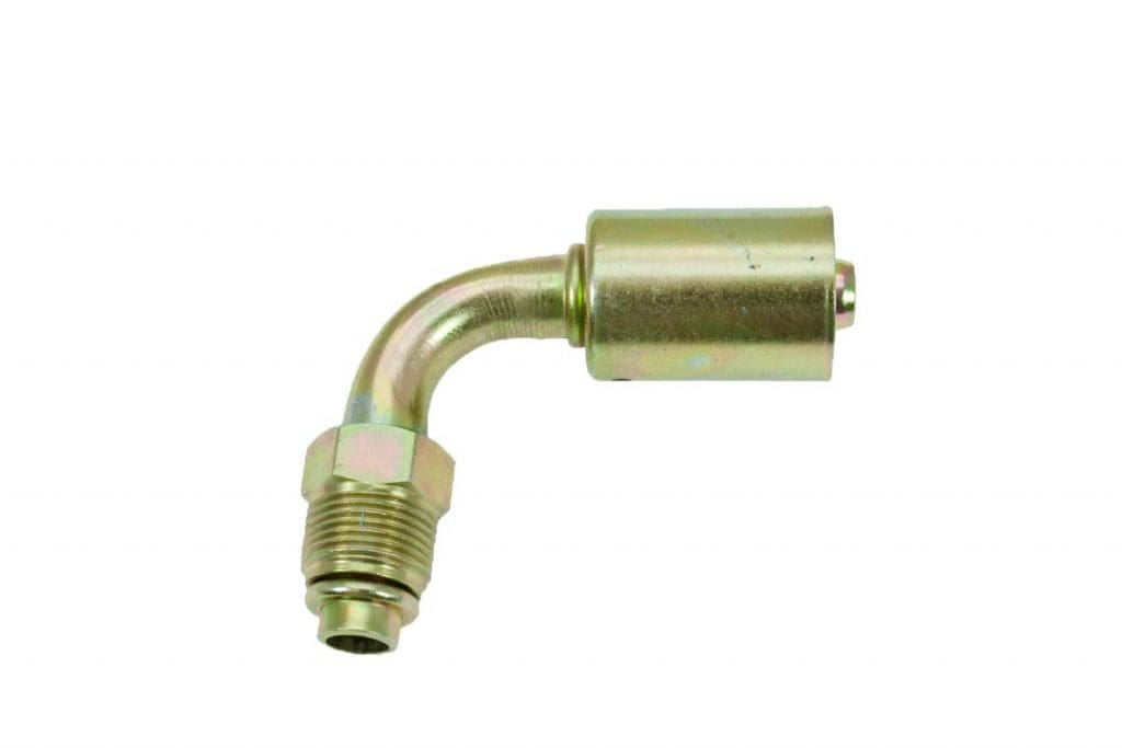 MRFOMOCO A/C Fitting – Metric 90° Female O-ring Beadlock – M16-1.5 Thread To #6 Hose – 35B9322